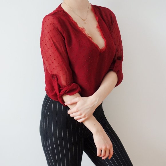 Lace and Mesh Blouse - Picture 1 of 4